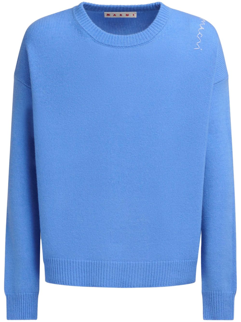 Shop Marni Logo-embroidered Jumper In Blue