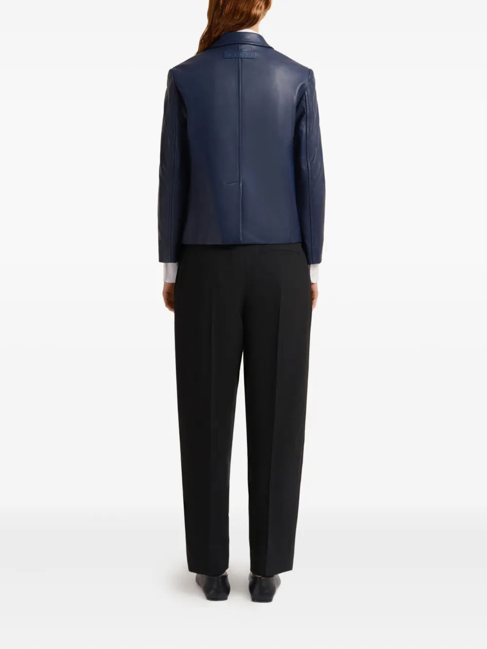 Marni Leren blazer Blauw