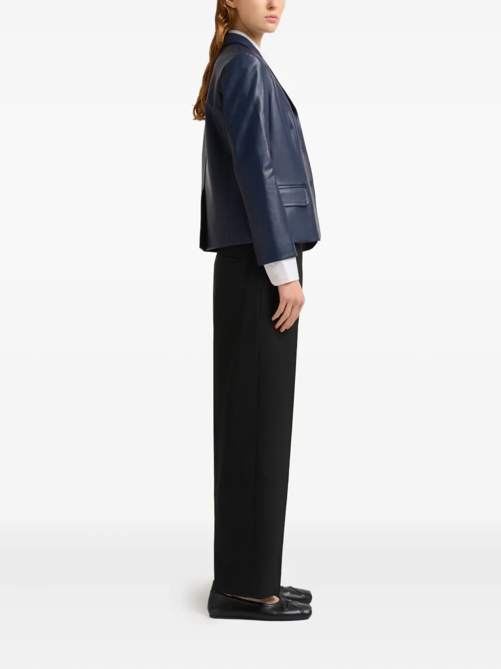 Marni Leren blazer Blauw