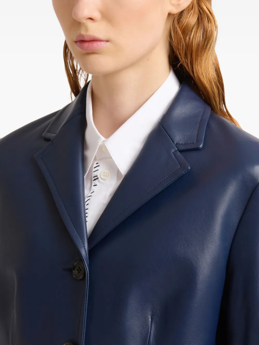 Marni Leren blazer Blauw