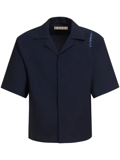 Marni chemise à logo brodé - Bleu - Marni - Modalova