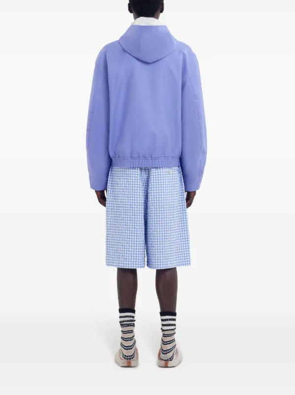 Marni logo-embroidered Hooded Jacket | Purple | FARFETCH