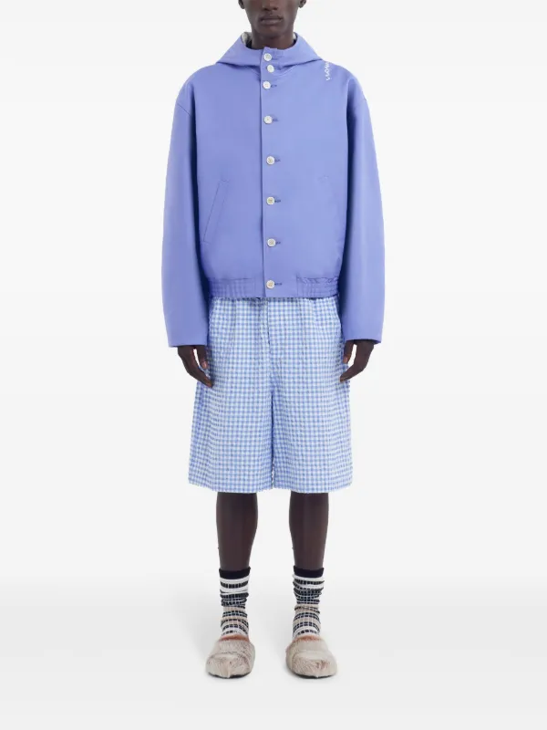 Marni logo-embroidered Hooded Jacket | Purple | FARFETCH