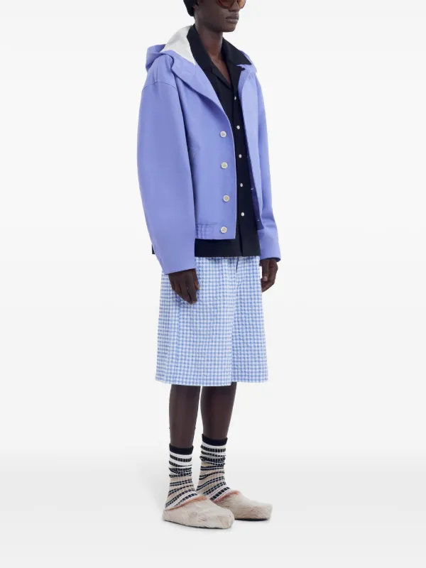 Marni logo-embroidered Hooded Jacket | Purple | FARFETCH