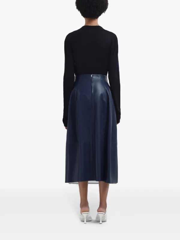 スカート MARNI Woman Skirt Blue GOJD0786A0USCU83 BDB60 Indigo duchess silk flared skirt with cut-out details | Marni