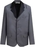 Marni logo-embroidered wool blazer - Grey