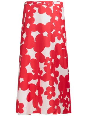 Marni floral-print Midi Skirt | Red | FARFETCH
