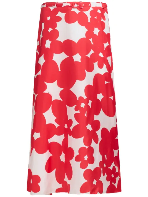 Jupe mi-longue à fleurs - Marni - Modalova