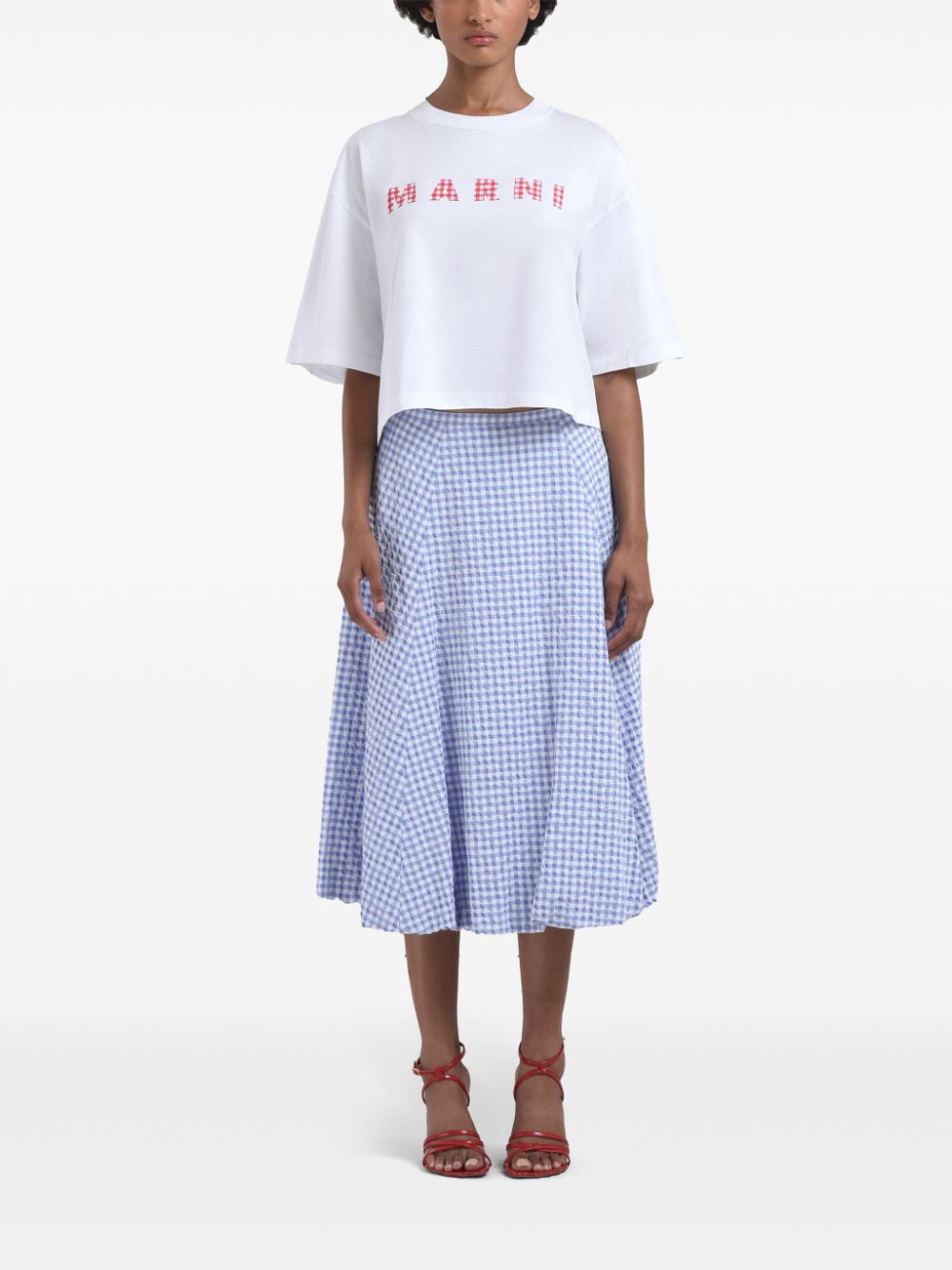 Marni check-print midi skirt Women