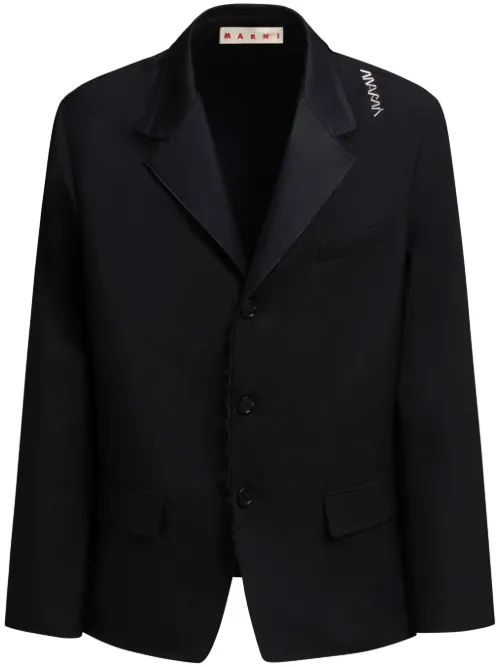 Marni blazer à logo brodé - Noir - Marni - Modalova