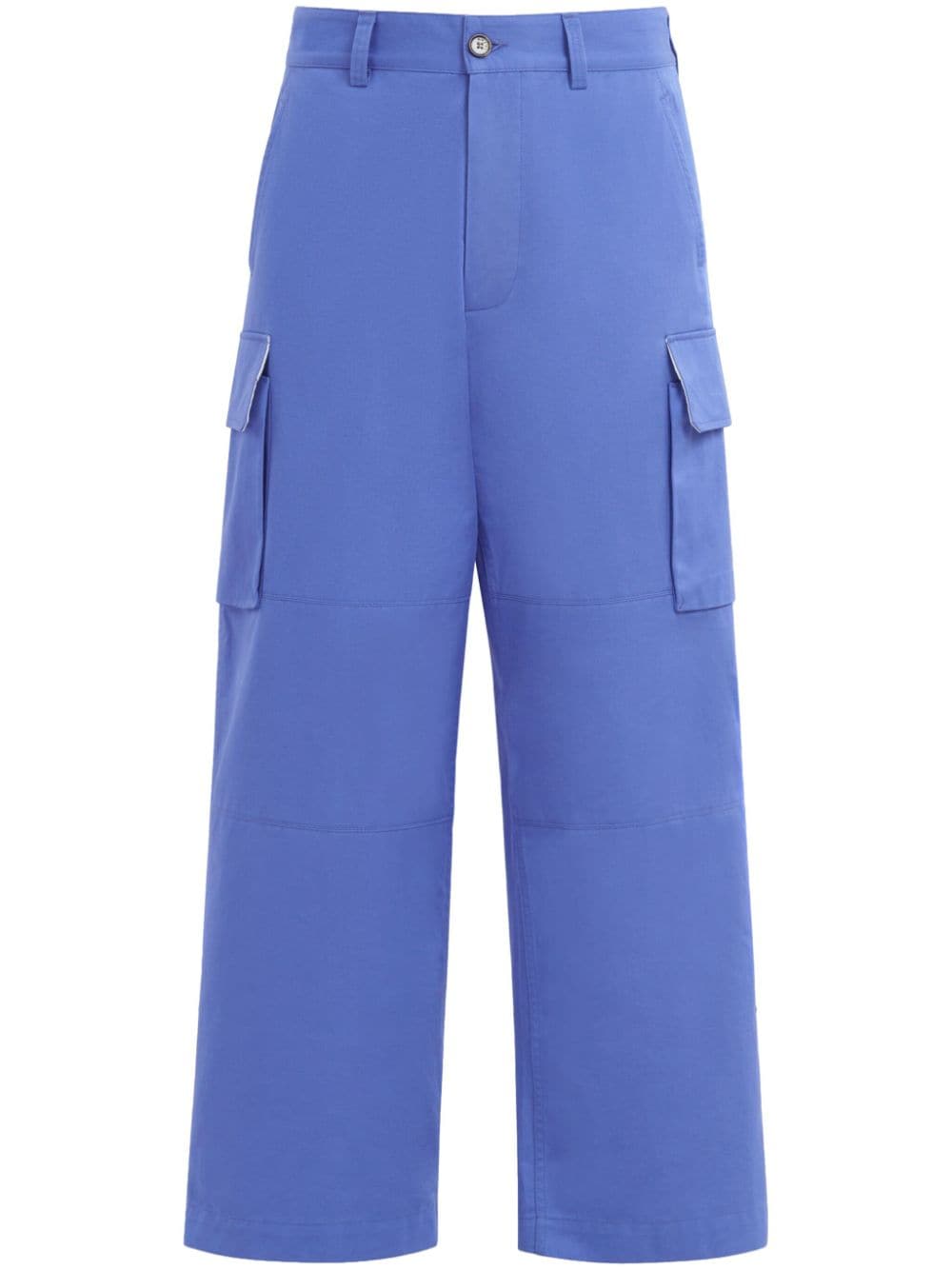 Shop Marni Cargo Pockets Cotton Trousers In Blue