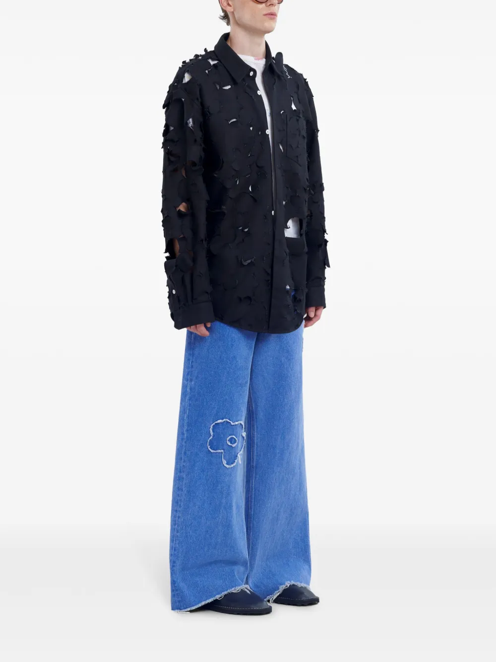 Marni Jeans met bloemapplicatie - Blauw