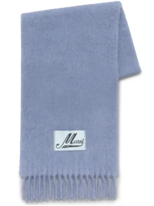 【関税送料込】Marni Scarf with logo Marni Mohair & Wool Maxi Logo Scarf - Neutral Grey | UP THERE