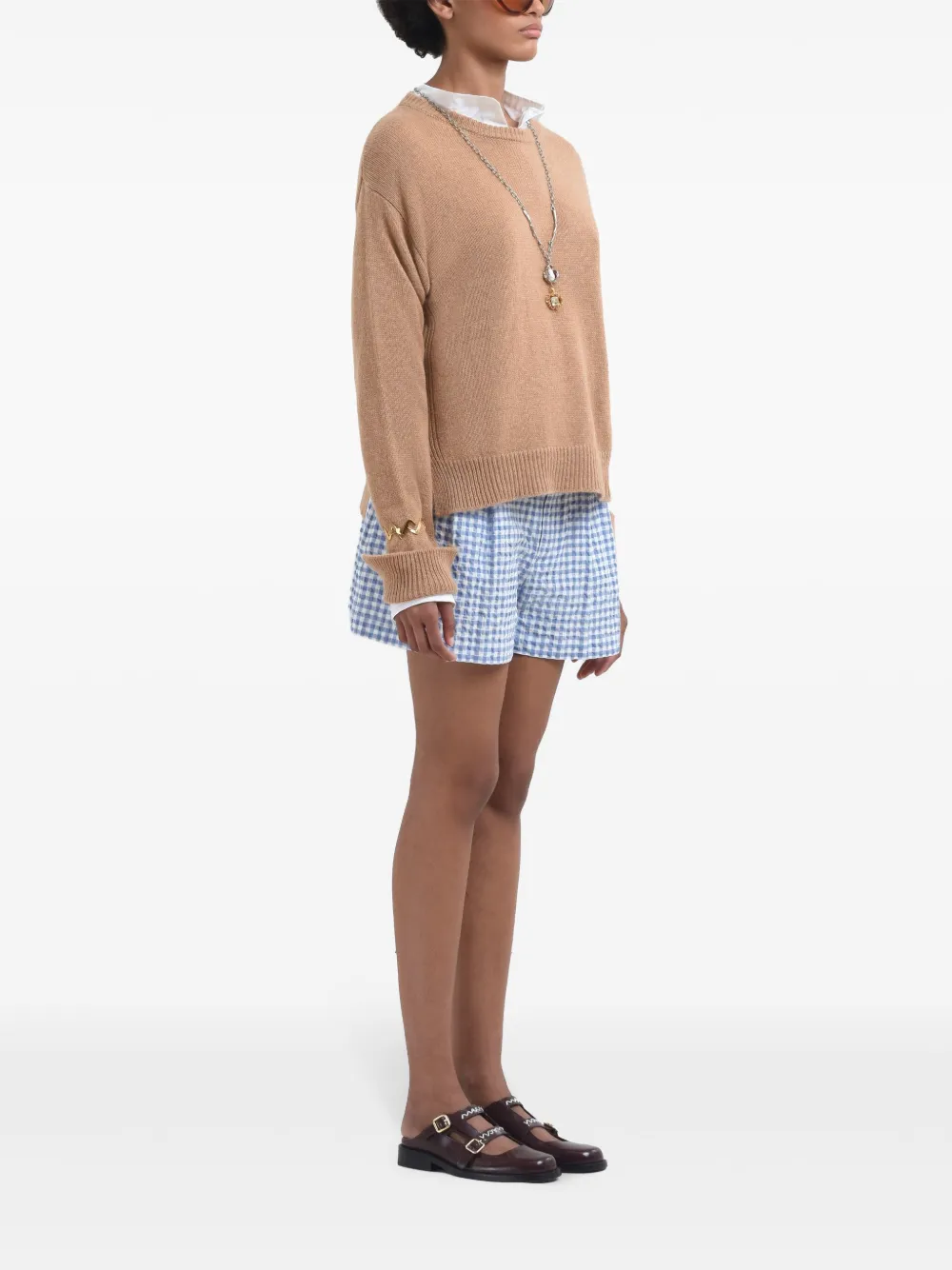 Marni Geruite shorts Blauw