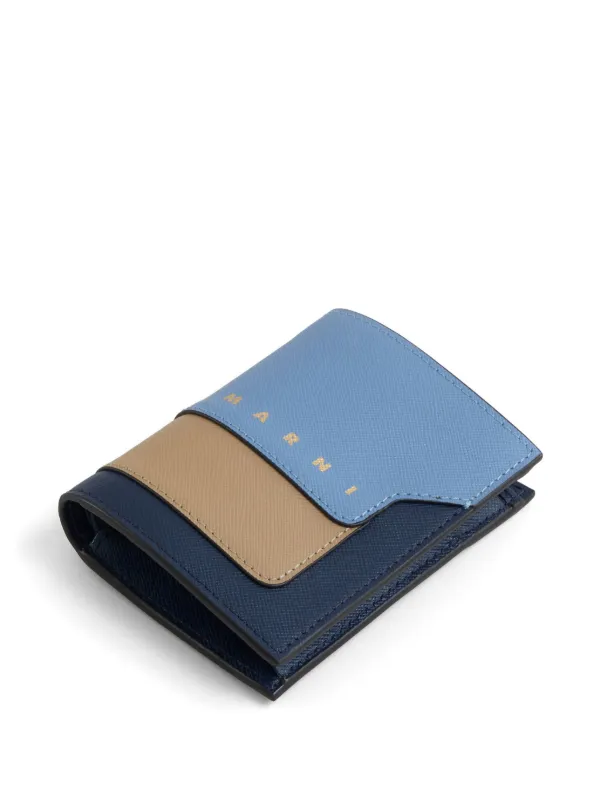 MARNI 二つ折り財布 ブルー×ネイビー×ベージュ Marni 二つ折り財布 | ブルー | FARFETCH JP