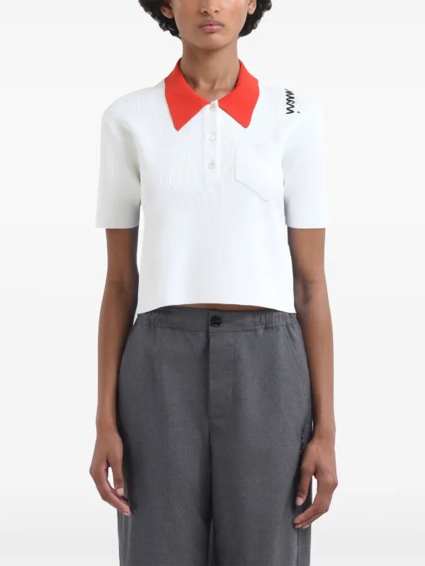 Tシャツ・カットソー MARNI FW25 POLO NECK (POMD0054EQUFW619 00N38) Marni colour-block Polo Top | White | FARFETCH