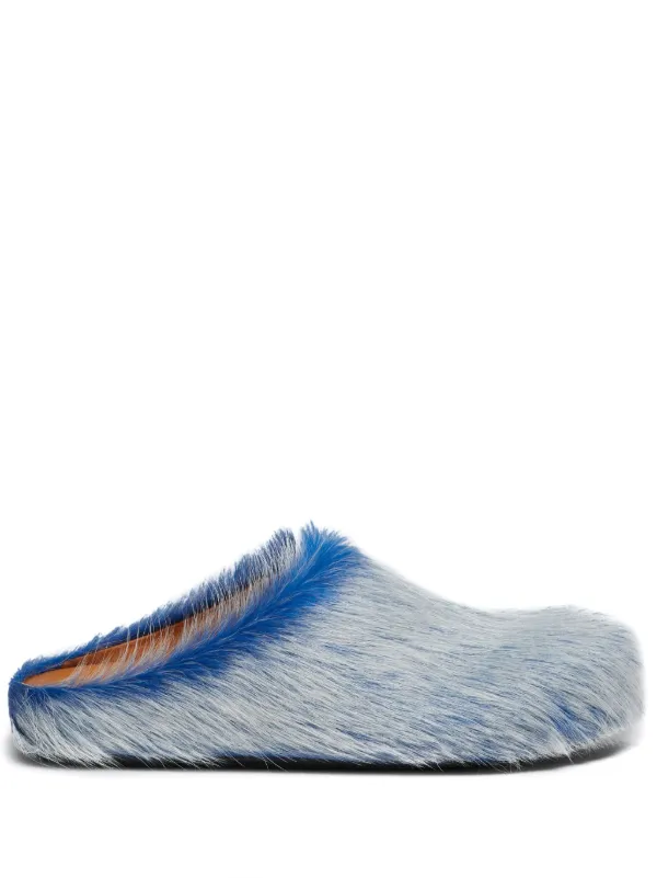 Marni Blue and White Fur Slip-On Loafers Marni Blue Faux-Fur Loafers Marni main image 3
