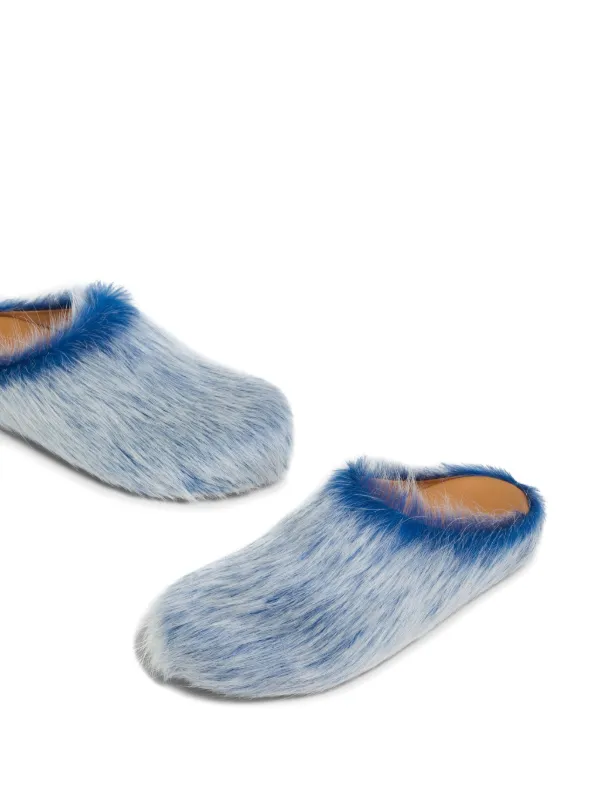 Marni Electric Blue Faux Fur Slip-On Clogs Marni Fussbett Sabot slip-on Slippers | Blue | FARFETCH main image 2