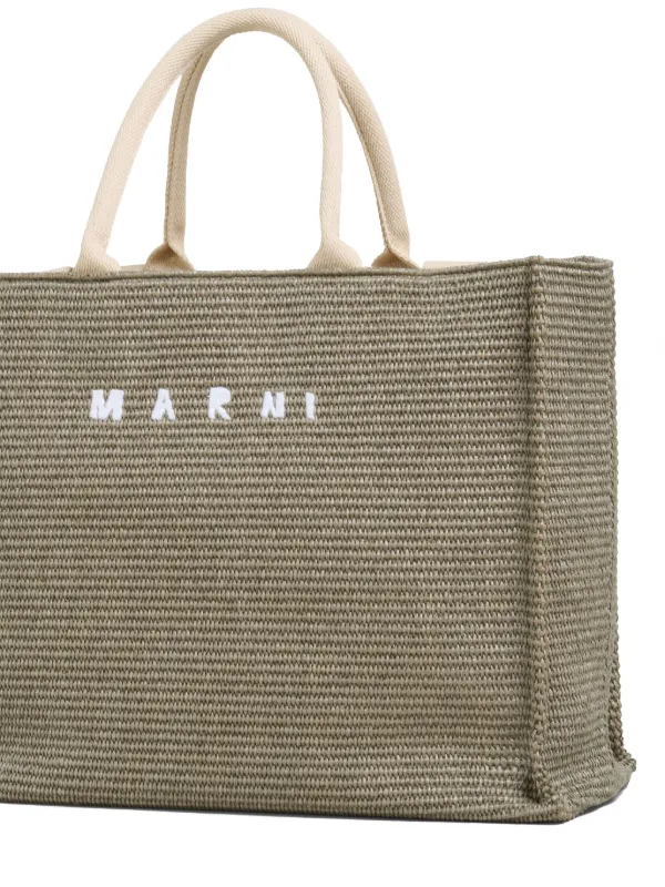 送料関税込★MARNI★ラフィア トートバッグ★GREEN Green-coloured raffia-effect Small Tote Bag | Marni