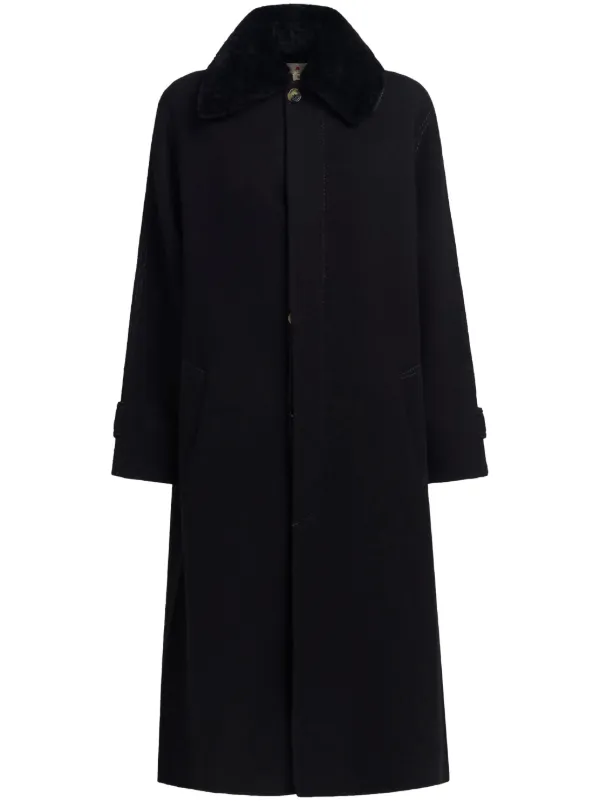 Marni Wool and Cashmere Coat with Shearling Collar in Black