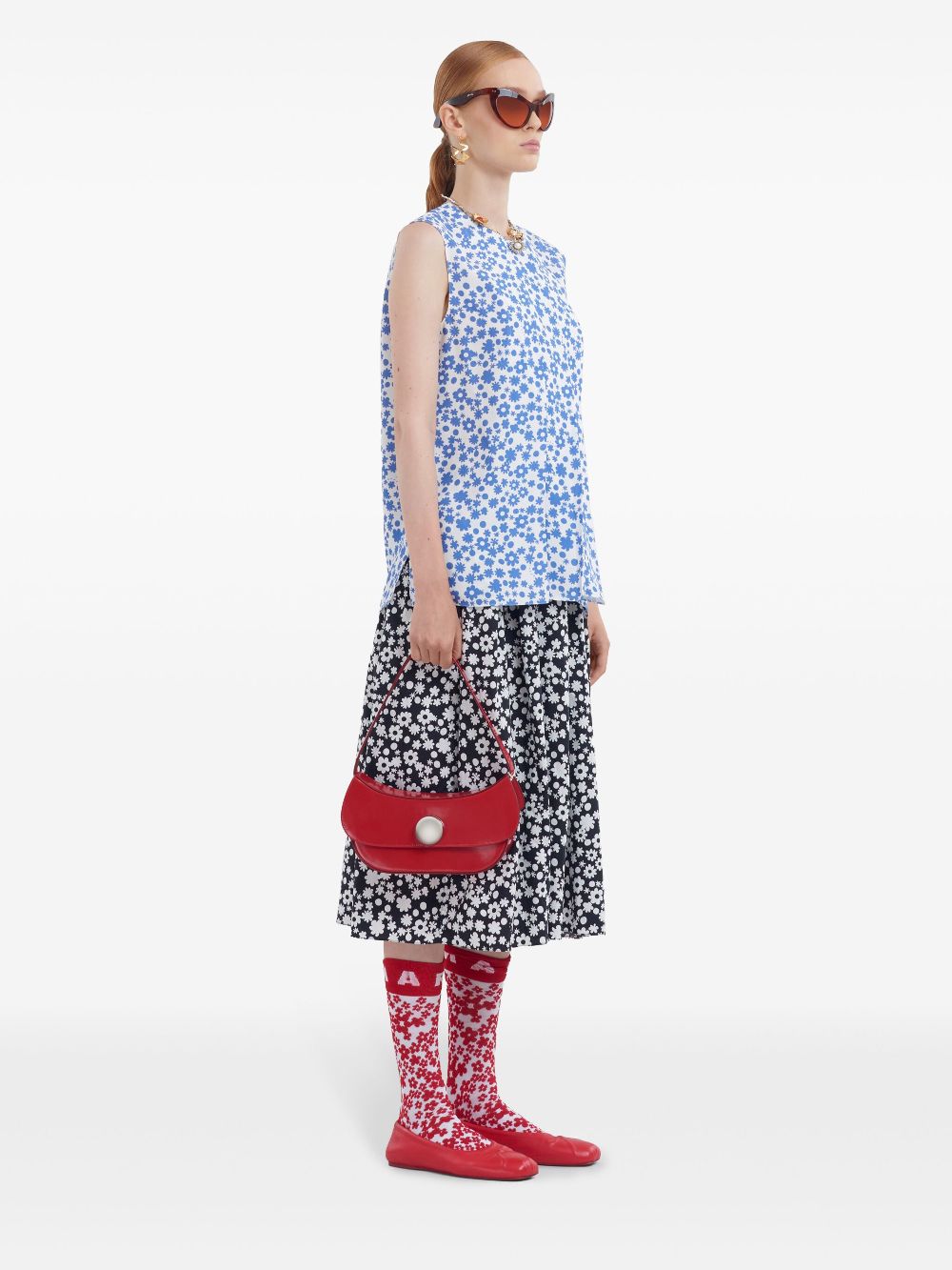 Marni floral-print top - Blauw