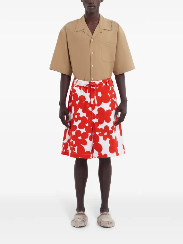 Marni フローラル ショートパンツ | レッド | FARFETCH JP