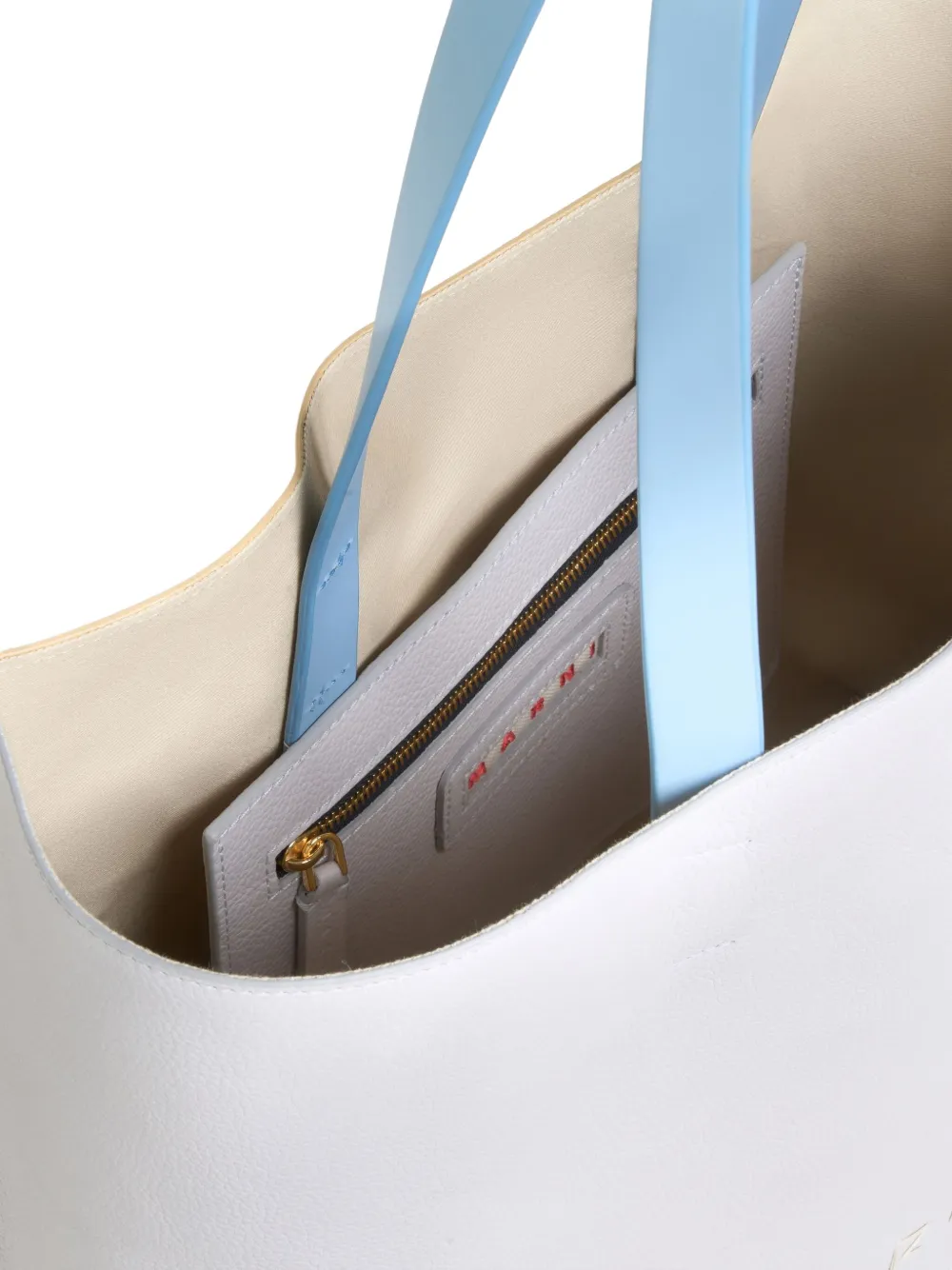 Marni Shopper met geborduurd logo Beige