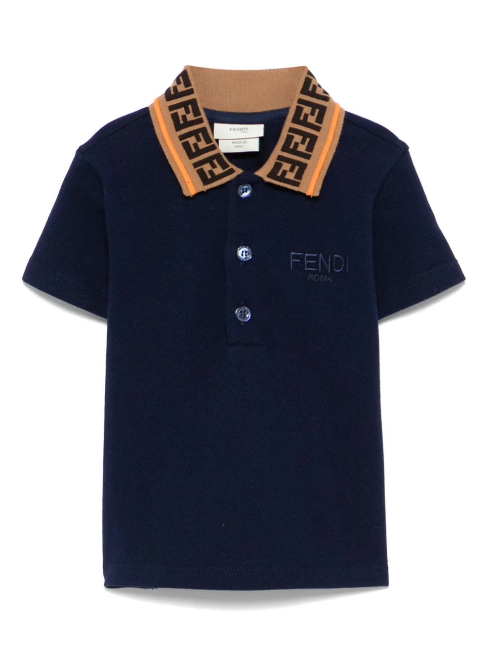 Fendi Kids Poloshirt met FF-patroon Blauw