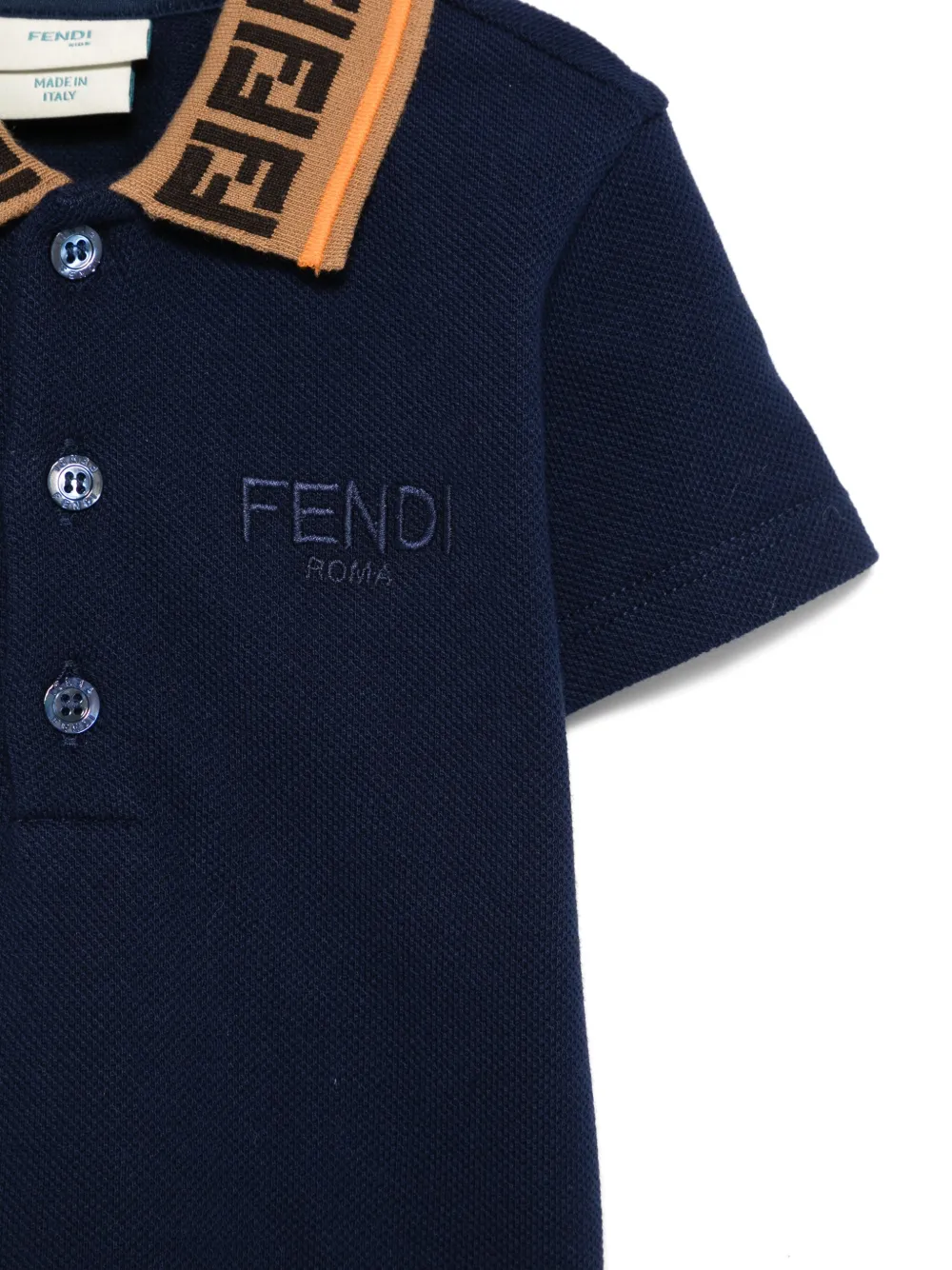 Fendi Kids Poloshirt met FF-patroon Blauw