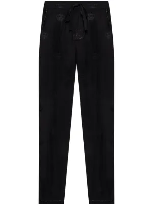 Dolce & Gabbana Calça De Seda Com Logo Jacquard DG | Preto