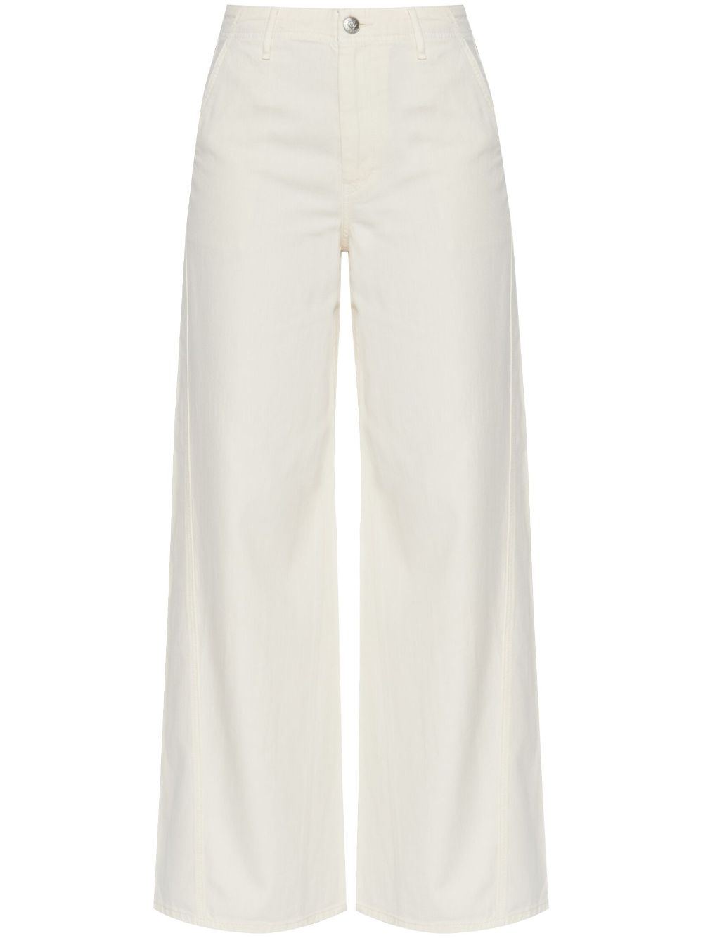 Rag & Bone Front Button Flared Trousers In Neutral