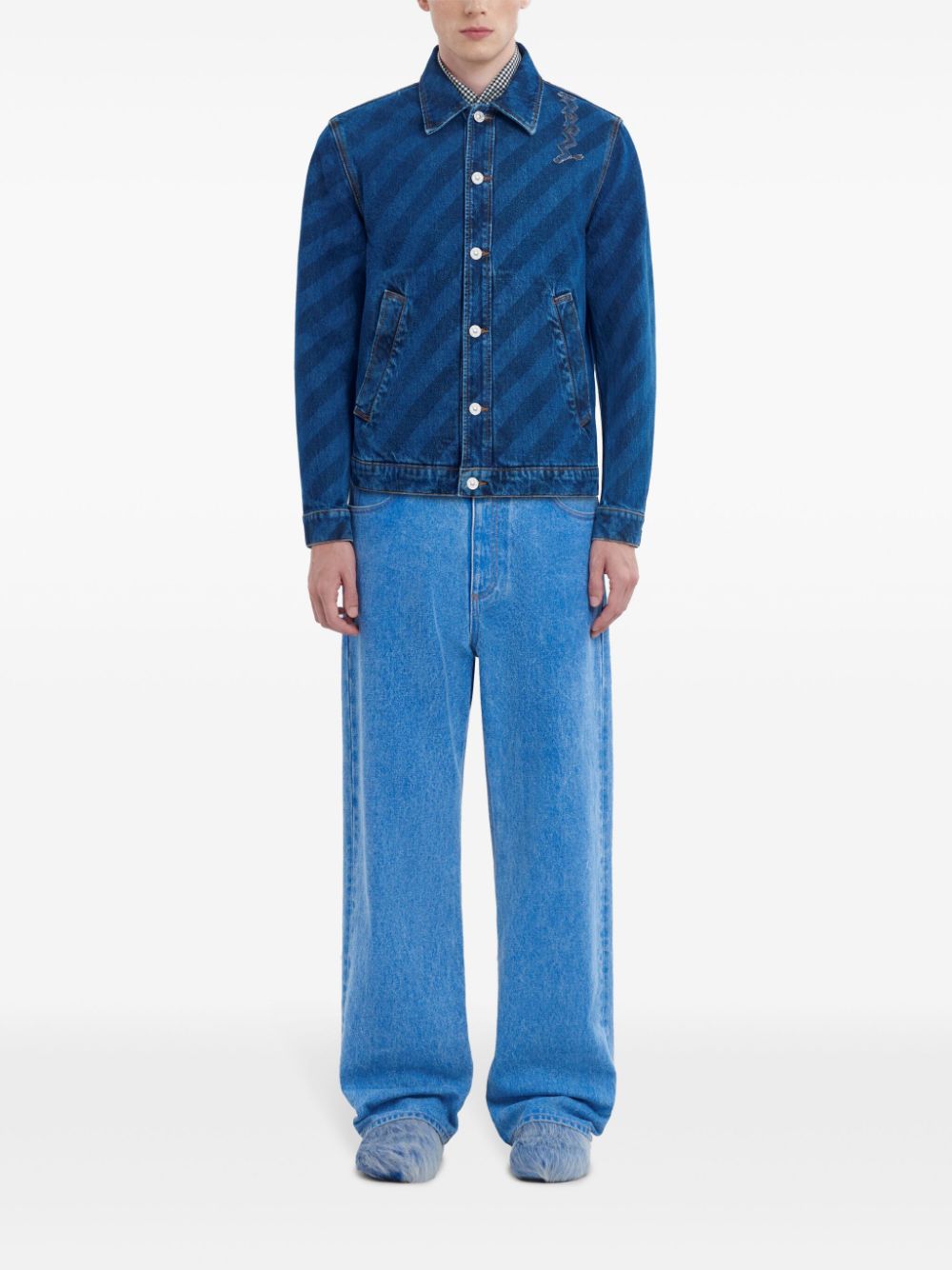 Marni Denim jack met diagonale strepen - Blauw