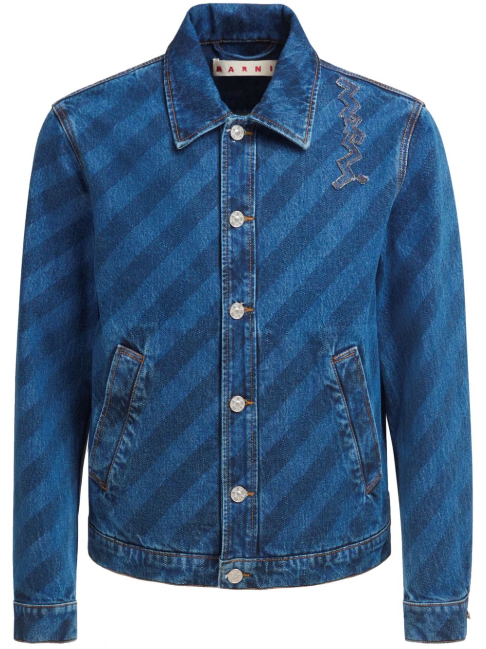 diagonal-stripes denim jacket