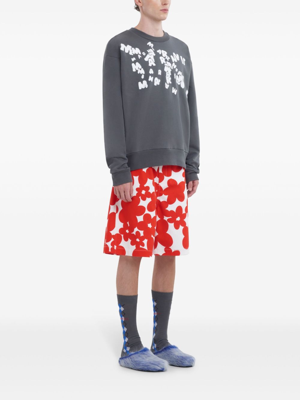 Marni logo-print sweatshirt - Grey