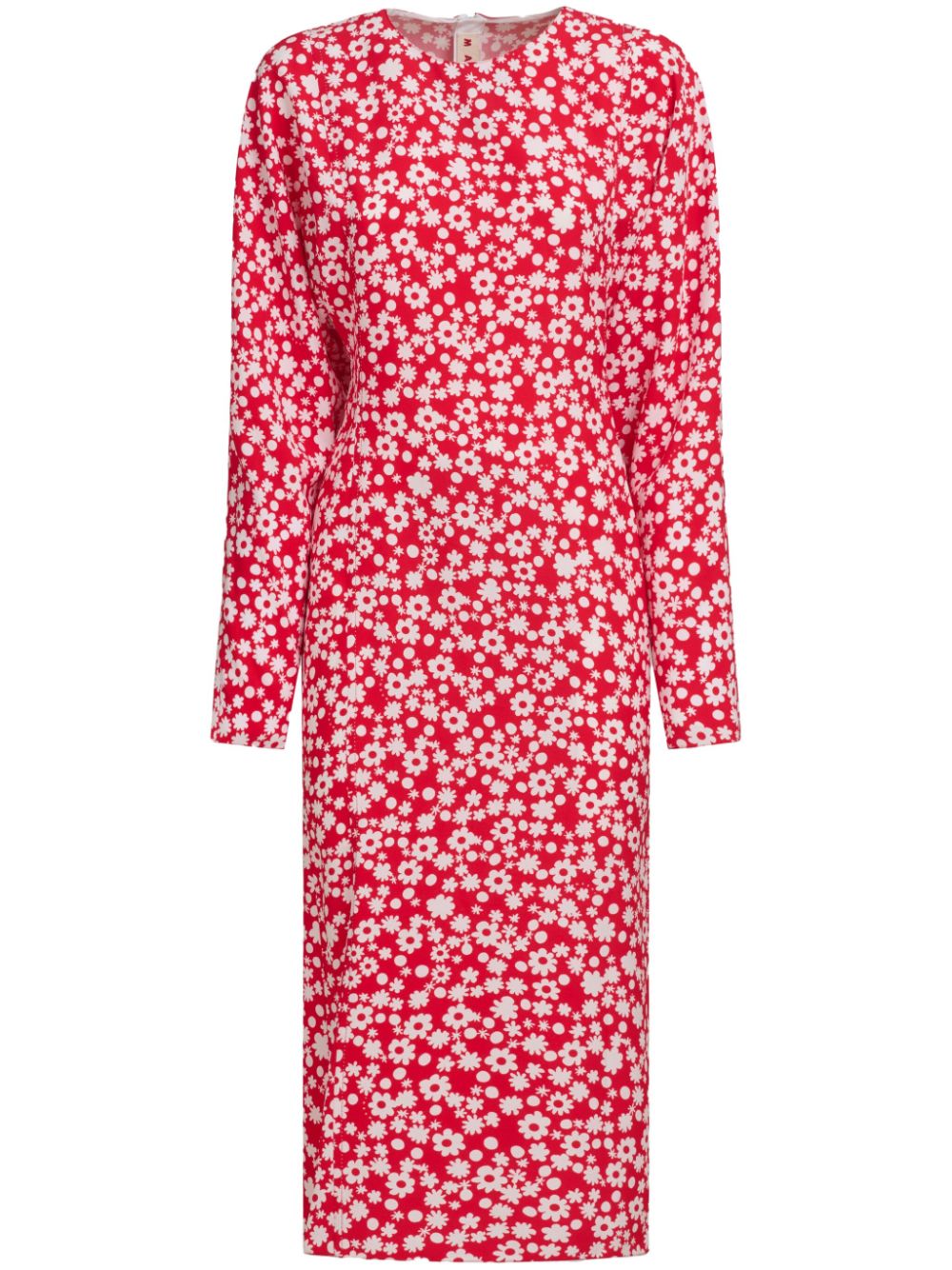 Marni floral-print midi dress - Red