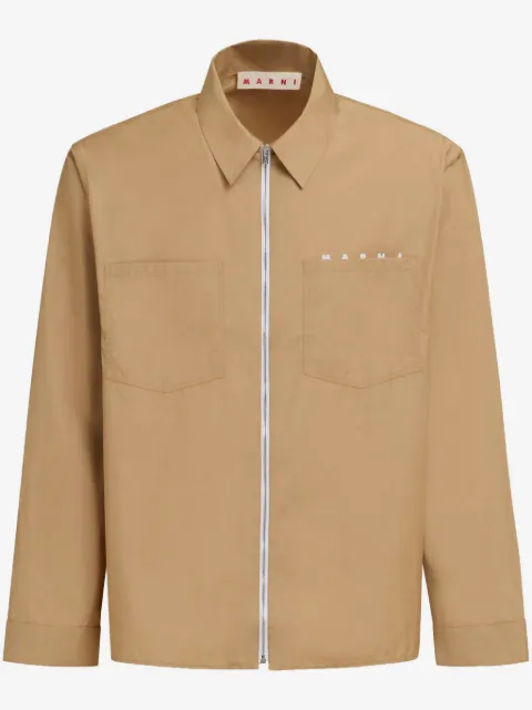 Marni logo-print cotton shirt jacket 