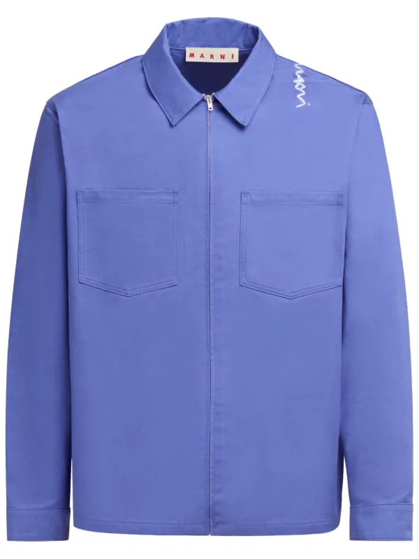 MARNI ノーカラースウェードジャケット パープル Marni シャツジャケット | パープル | FARFETCH JP
