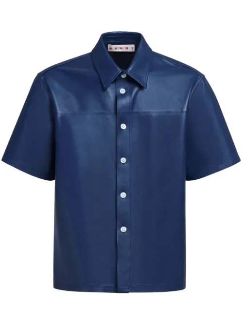 Chemise en cuir à manches courtes - Marni - Modalova