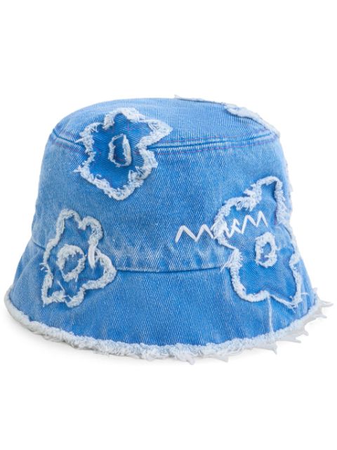 Marni floral-applique denim bucket hat Men