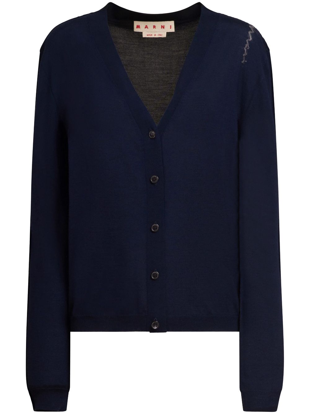 Marni logo-embroidered cardigan - Blue