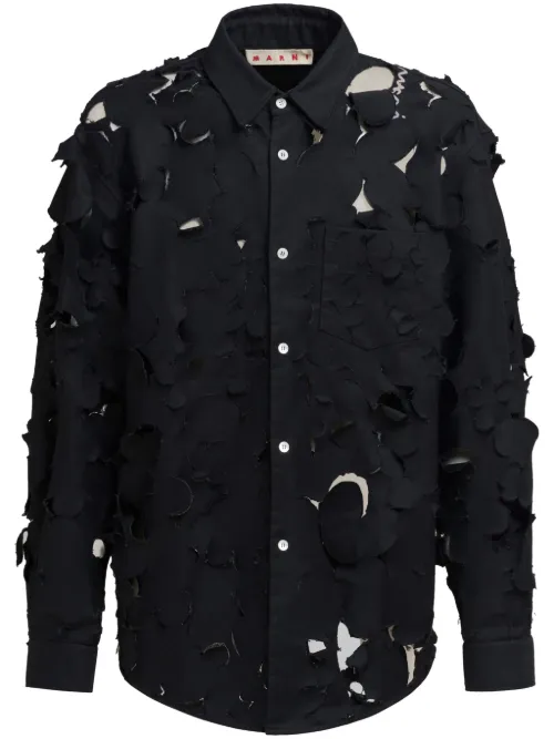Marni chemise à logo brodé - Noir - Marni - Modalova
