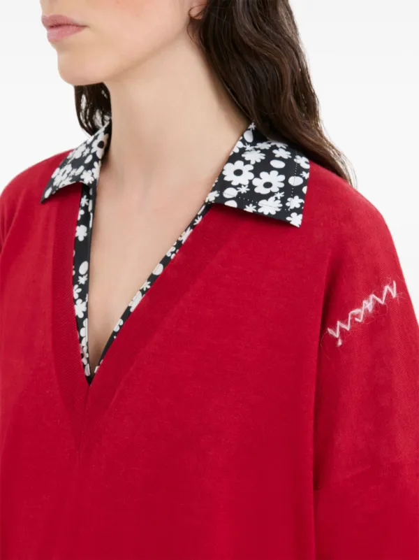 Marni 赤 スプレーペイントセーター サイズ48 Marni Vネック セーター | レッド | FARFETCH JP