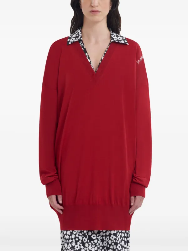 Marni 赤 スプレーペイントセーター サイズ48 Marni Vネック セーター | レッド | FARFETCH JP