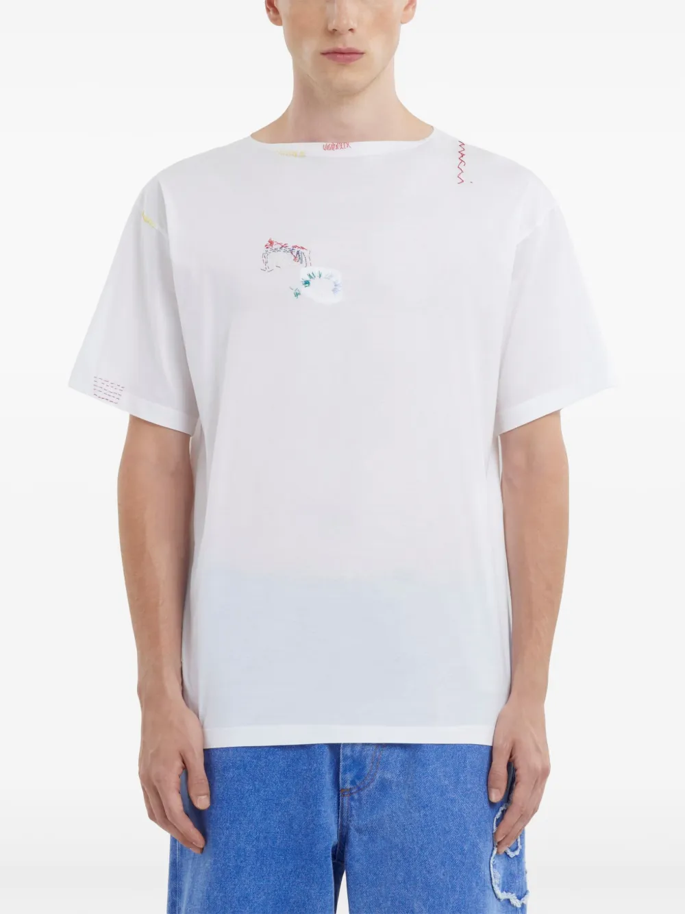 Marni T-shirt met geborduurd logo Wit