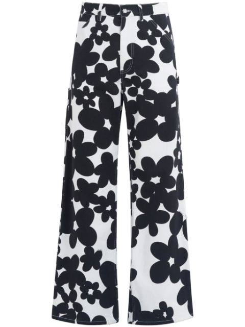 Marni floral-print gabardine trousers Men