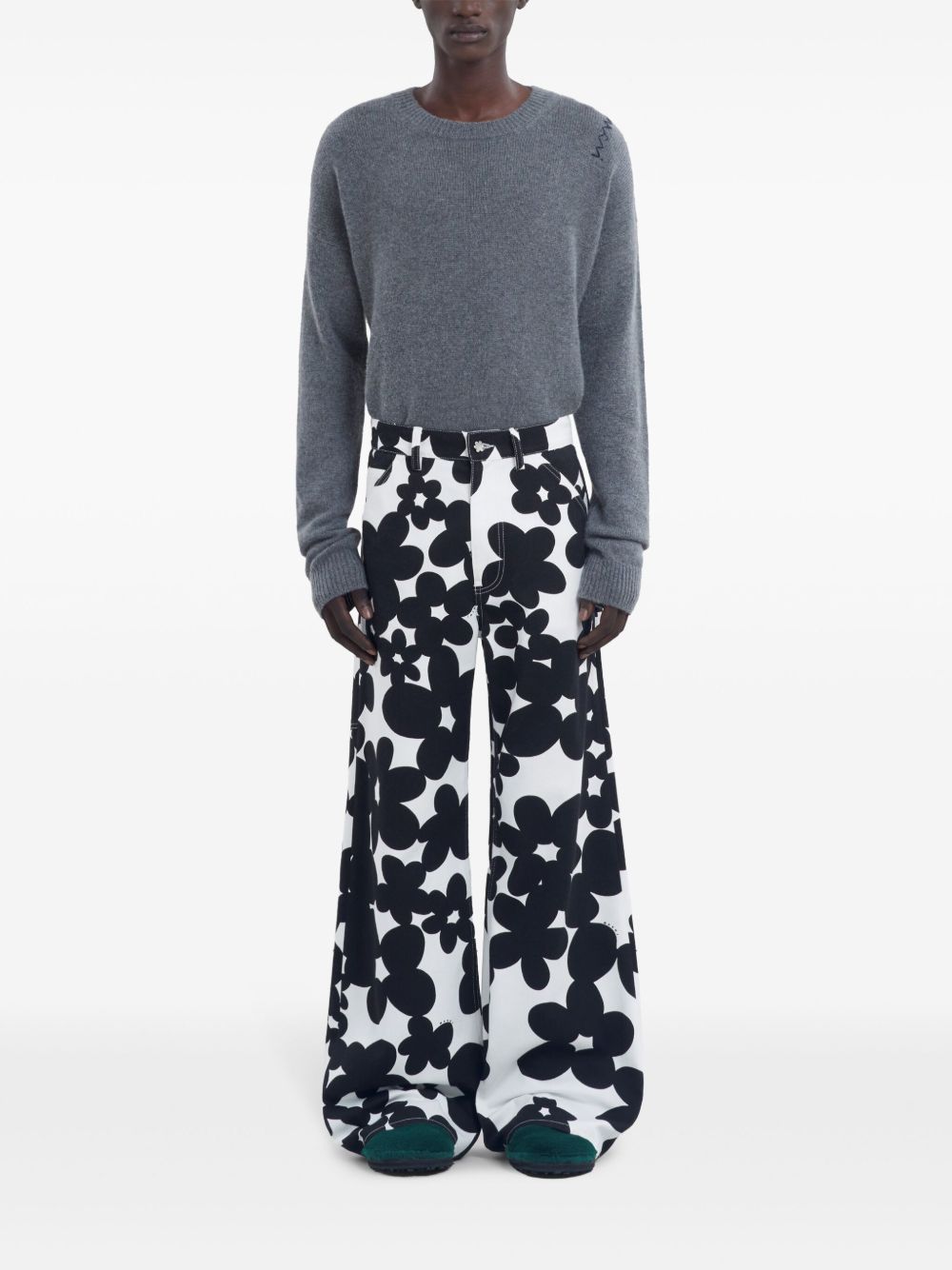 Affordable Marni floral-print gabardine trousers Men