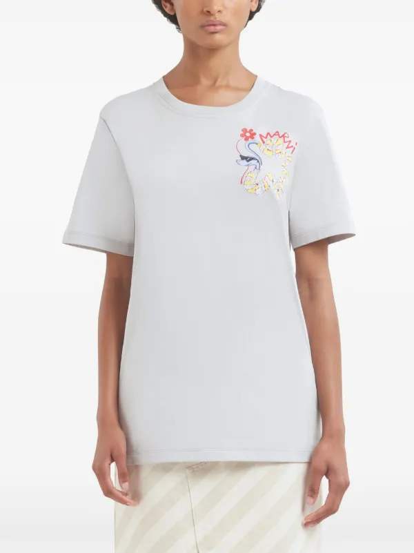 【MARNI】関税込☆ロゴ クルーネック Tシャツ ホワイト Marni クルーネック Tシャツ | ホワイト | FARFETCH JP