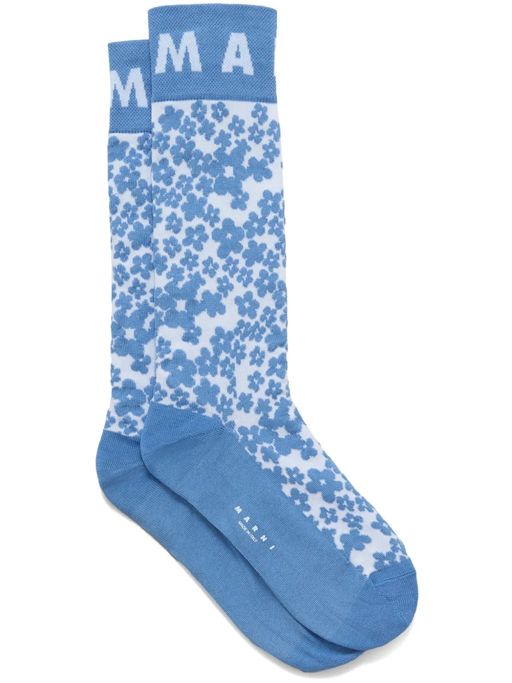 Marni Patterned-jacquard Socks In Blue