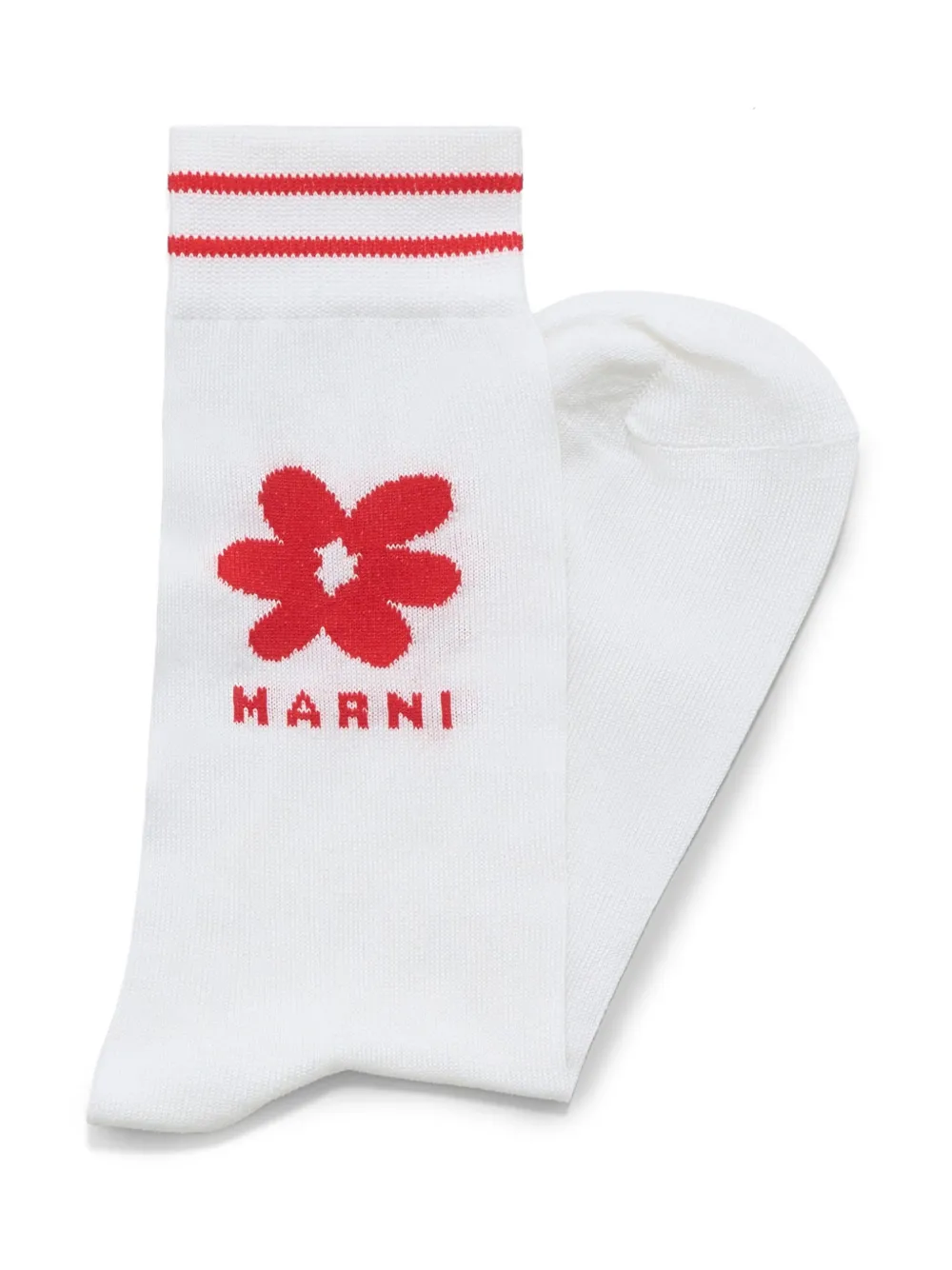 Marni logo-jacquard striped socks - Wit