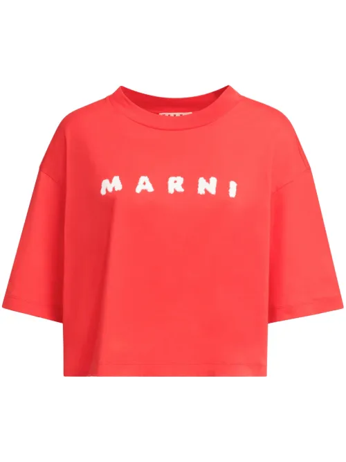 T-shirt en coton à coupe crop - Marni - Modalova